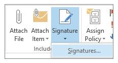 Signature button to create a signature in Outook