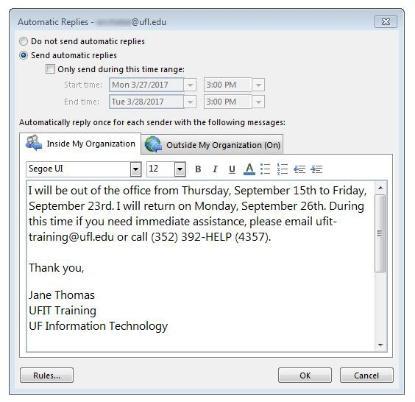 Items - Outlook Exchange - IT Training - University of Florida