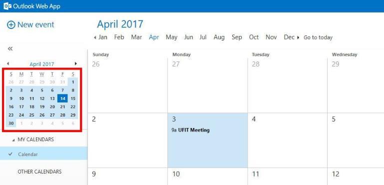 Shading navigation for calendar